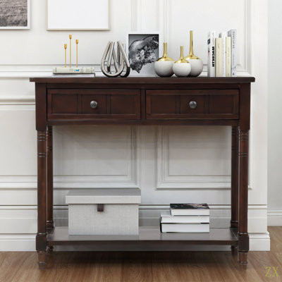 Console de style traditionnel avec deux tiroirs et une tablette inférieure