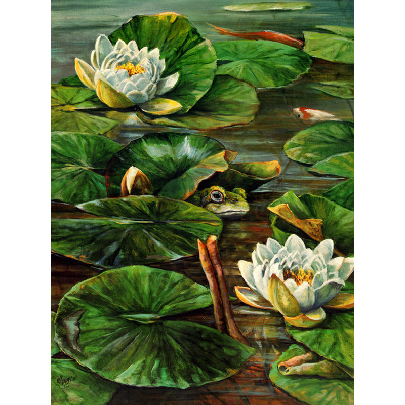 Grenouille dans l'étang aux nénuphars