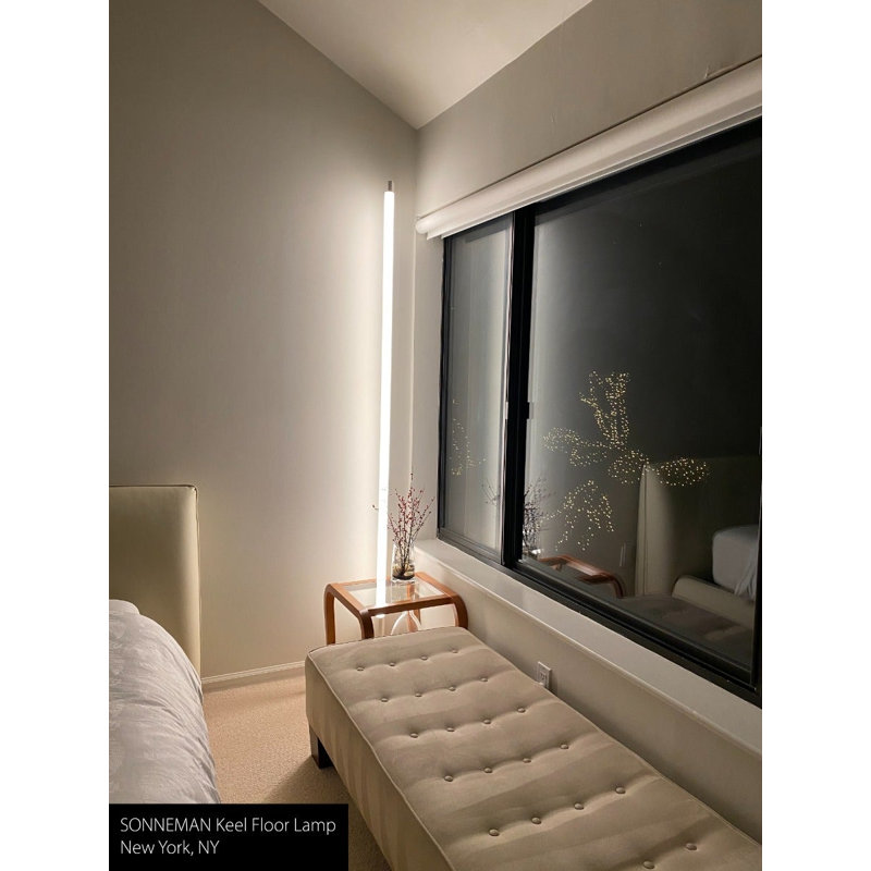 Keel 86.5'' Satin LED Floor Lamp, Bright Satin Aluminum