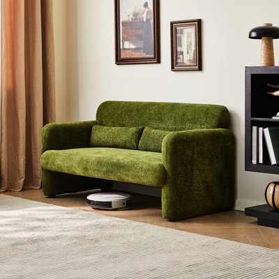 Velours de 59 po de conception américaine avec coussin de soutien, coussin lombaire confortable, coussin en mousse pure, pour le décor de la chambre à coucher, assise mi-douce, structure en bois massif, vie en appartement