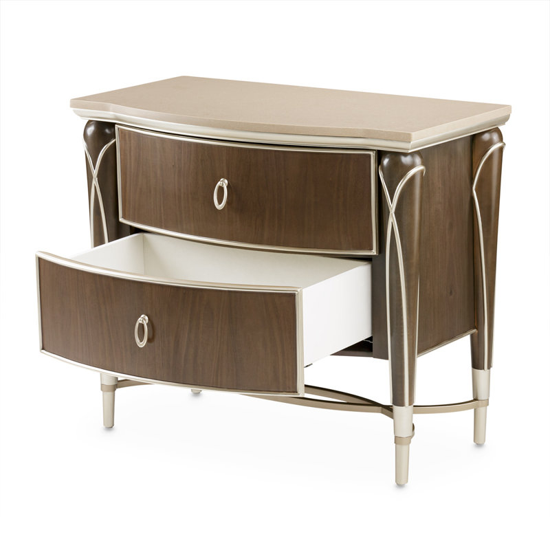 Villa Cherie Nightstand, Hazelnut/Beige