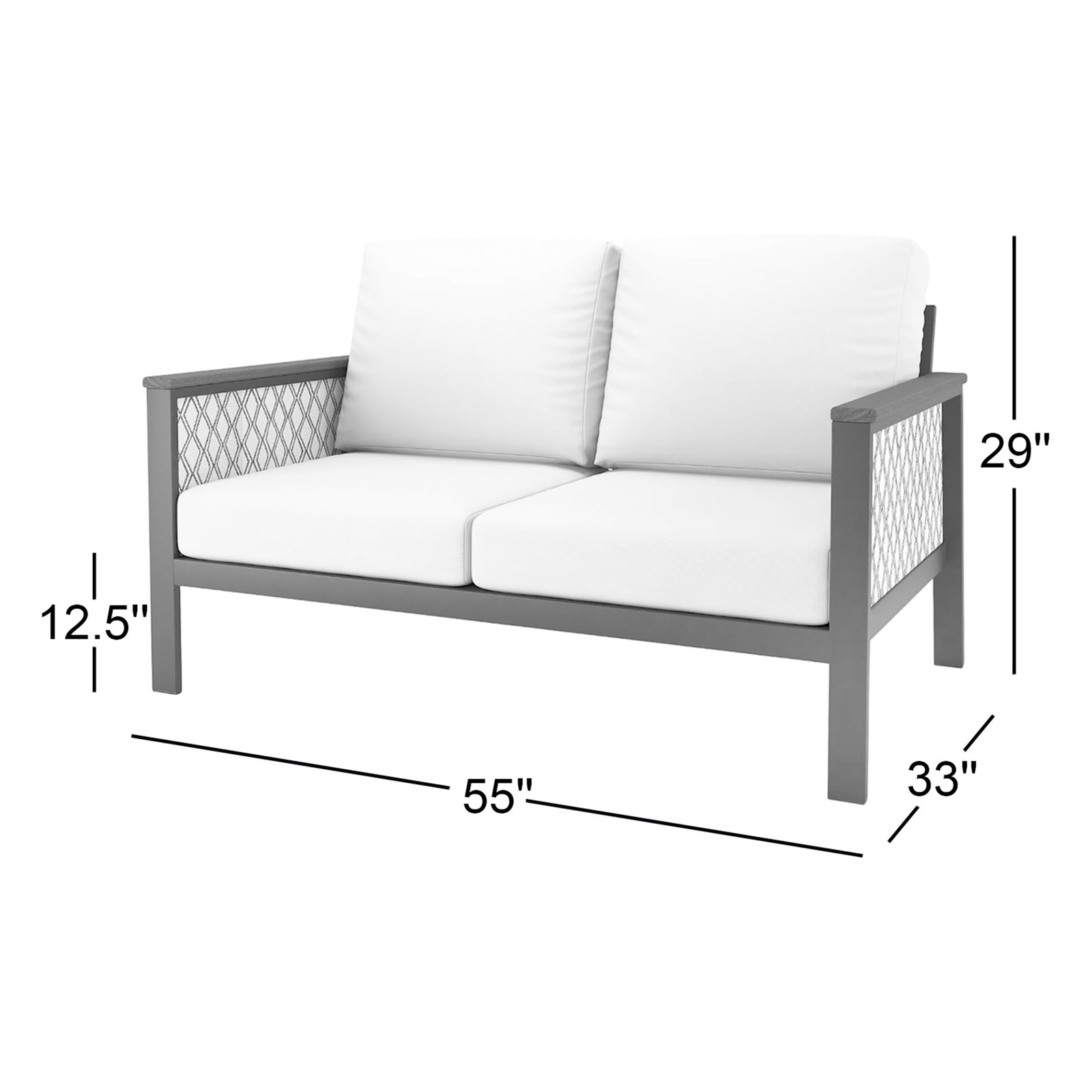 Townsend 55" Sunbrella® Patio Loveseat, Cast Silver, Brown/Cast Silver