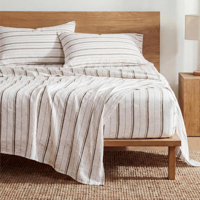 Striped Sheets Queen Size-fits Mattresses Up To 16" Deep-4 Piece Breathable Bed Sheets