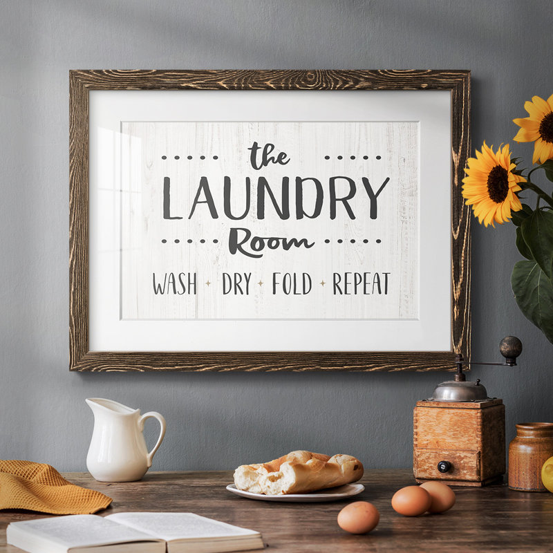 " The Laundry Room " Painting Print, 26" H x 38" W x 1.5" D, Walnut