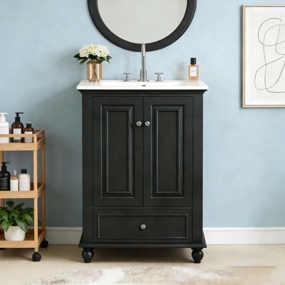 Meuble-lavabo de salle de bain 24 po avec lavabo en céramique