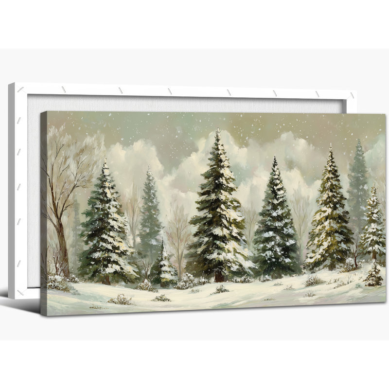 Gracie Oaks Large Winter Tree Canvas Wall Art - Snow Landscape Winter ...