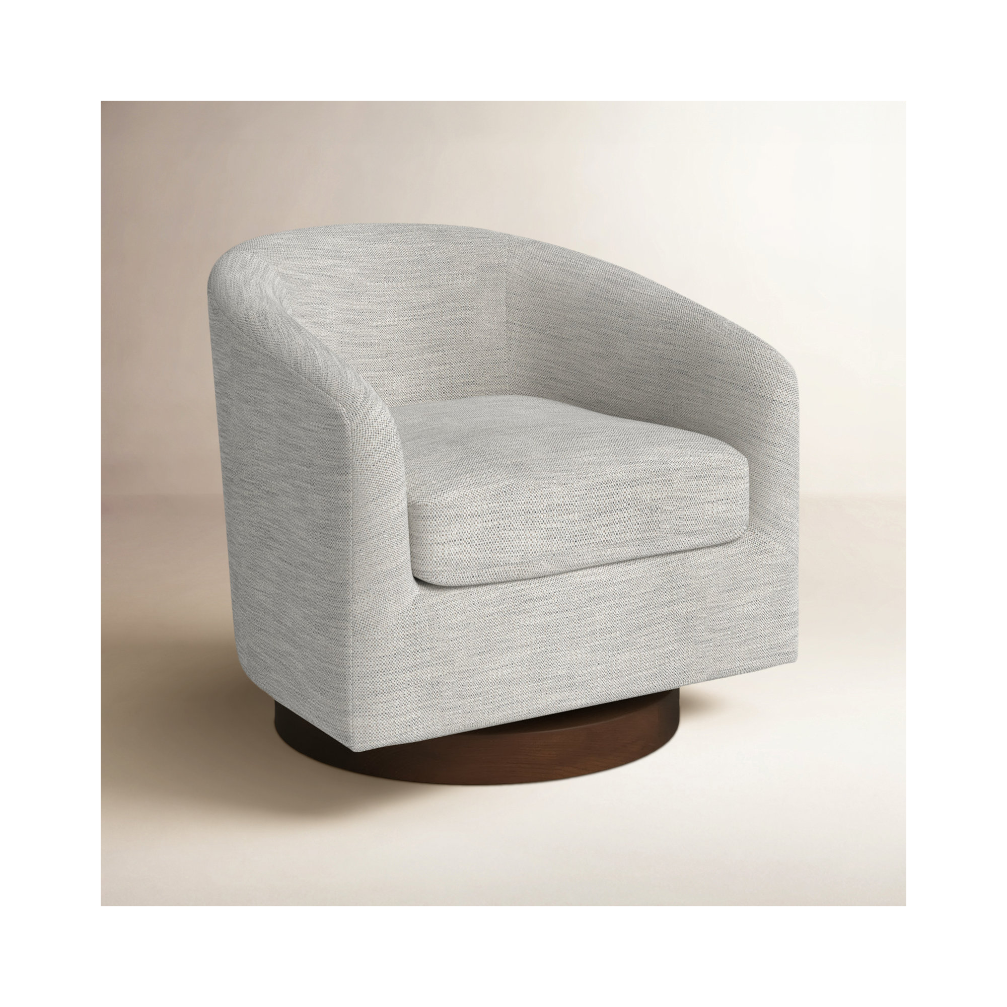 Bennett Upholstered Swivel Barrel Chair, Prestige Ivory Basketweave