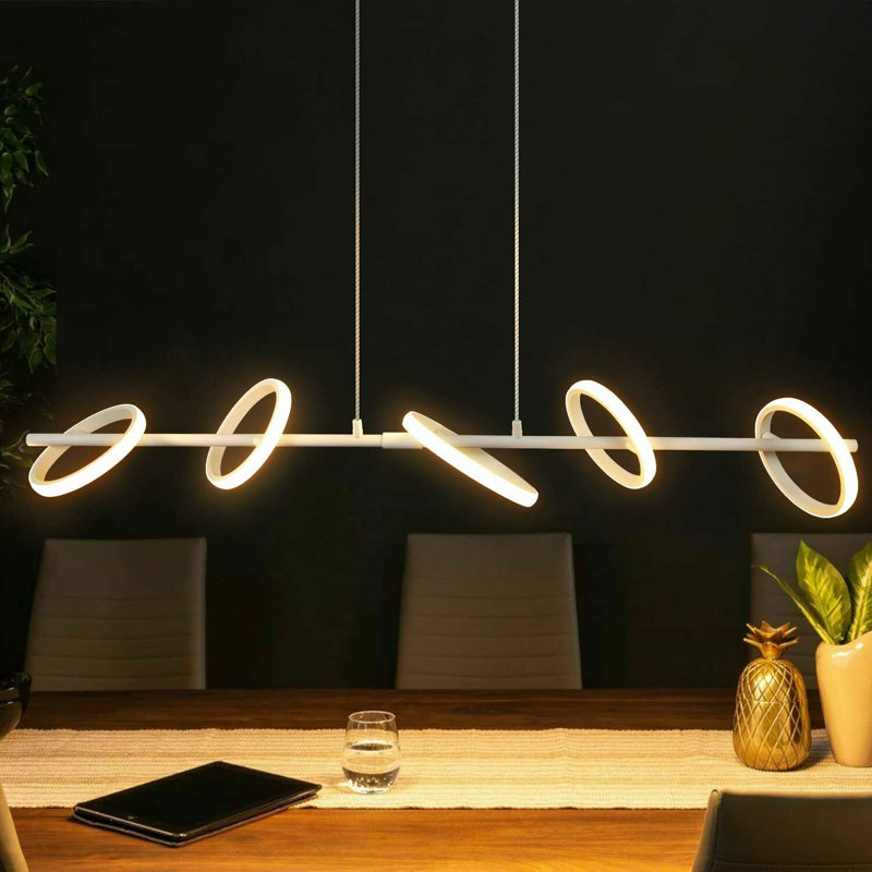 Zoel 1 - Light Kitchen Island Linear LED Pendant, White, White