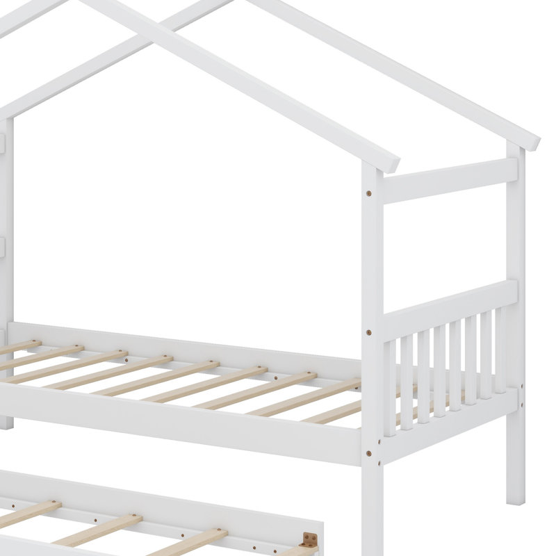 Lit en bois avec couchette, Blanc