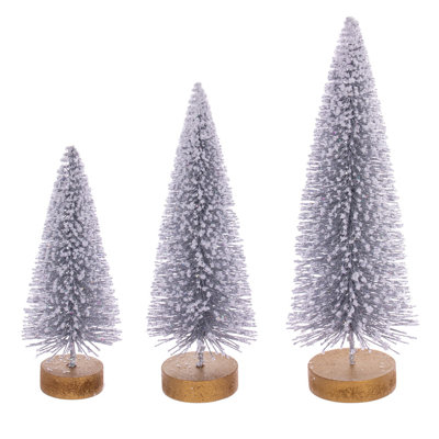 8"-10"-12" Fr Silver Bott Brsh Tree Set3