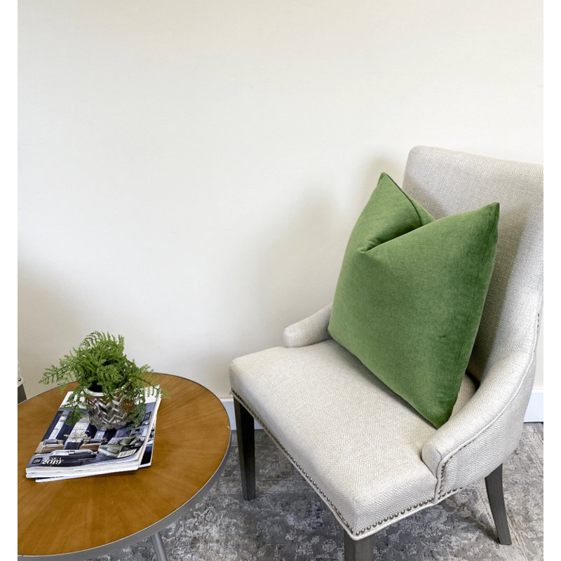 Housse de coussin en velours vert uni, Moss, 22" H x 22" W