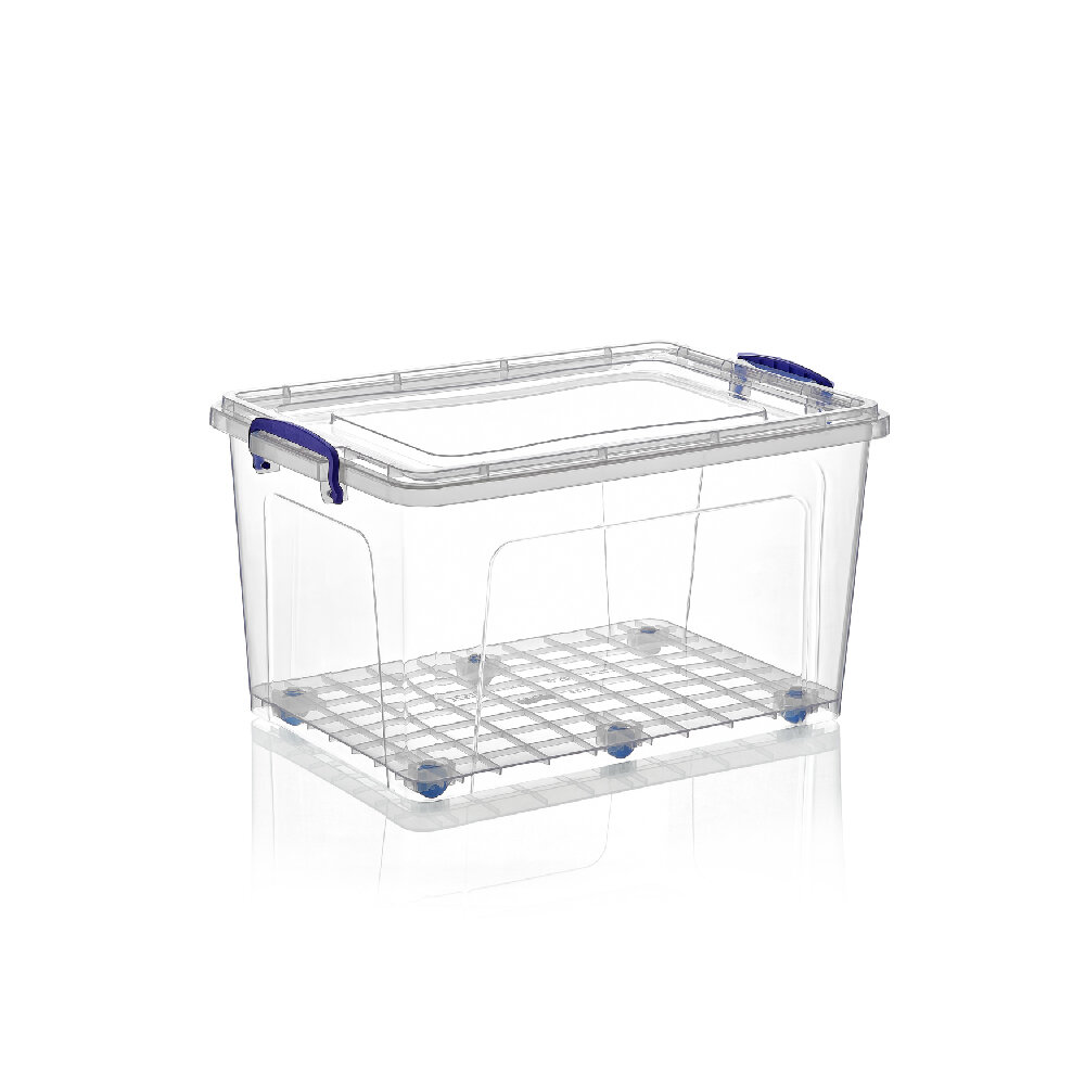 Superio Storage Container 44 qt Clear with Blue Handles