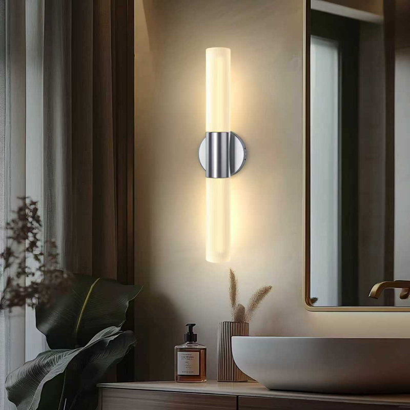 22"H 2-Light Brushed Nickel Dimmable Vanity Lighting 3-CCT LED Bath Bar Light, Brushed Nickel
