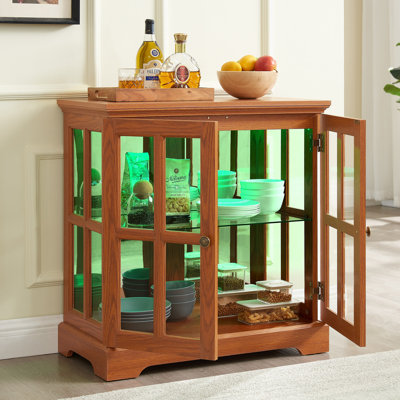 Accent cabinet with 2 Glass Doorss and LED light by George Oliver