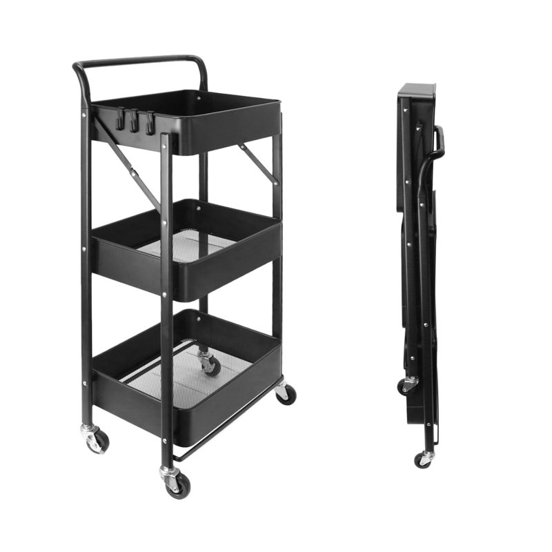 35.2'' H x 17.3'' W Utility Cart with Wheels, Black