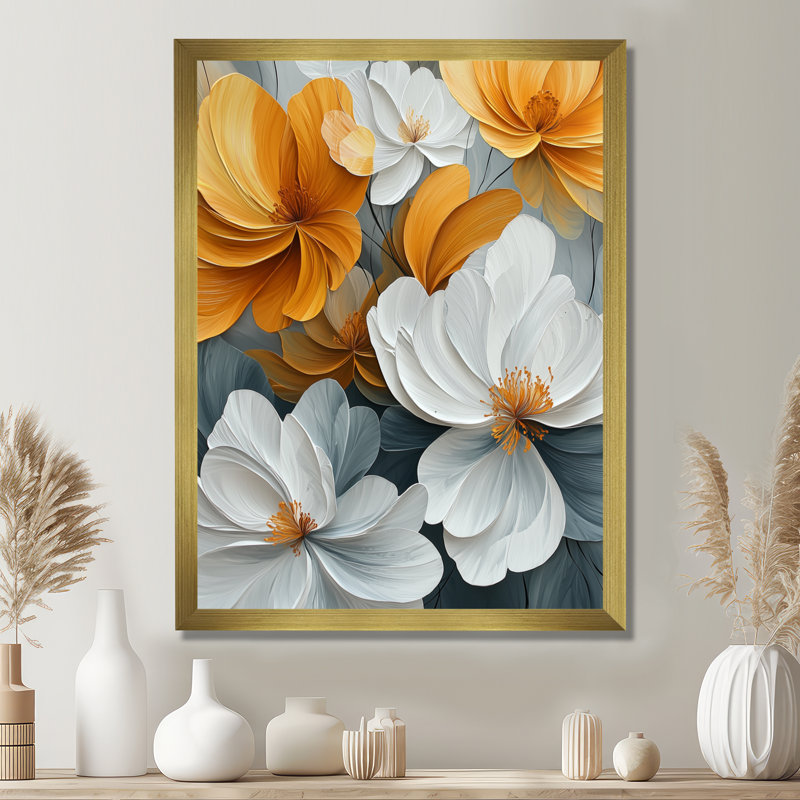 Molique - Floral Wall Art, H 20 po x l 12 po, Reproduction encadrée sans passe-partout, Doré
