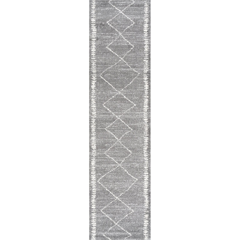 Bradt Moroccan Beni Souk Gray/Cream Rug, Runner 2'3" x 8'