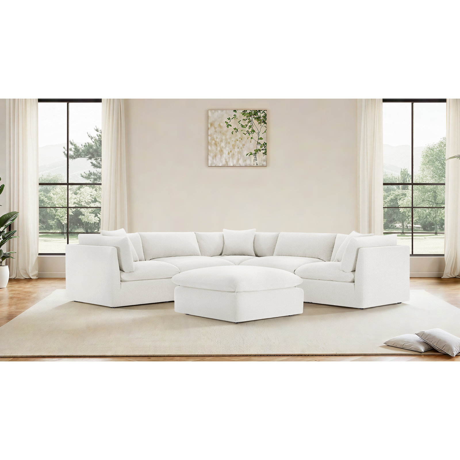 Annabella Sectional, Elite Ivory Textured Performance Chenille