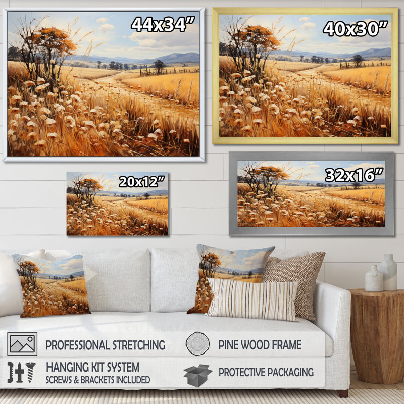 Countryside Rustling Wheat Field II - Landscapes Wall Art Prints, Toile tendue, H 12 po x l 20 po x P 1 po