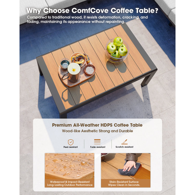 Ensemble de canapé modulaire en forme de L pour 6 personnes avec table basse et coussins, Gray Cushion/Dark Gray Frame