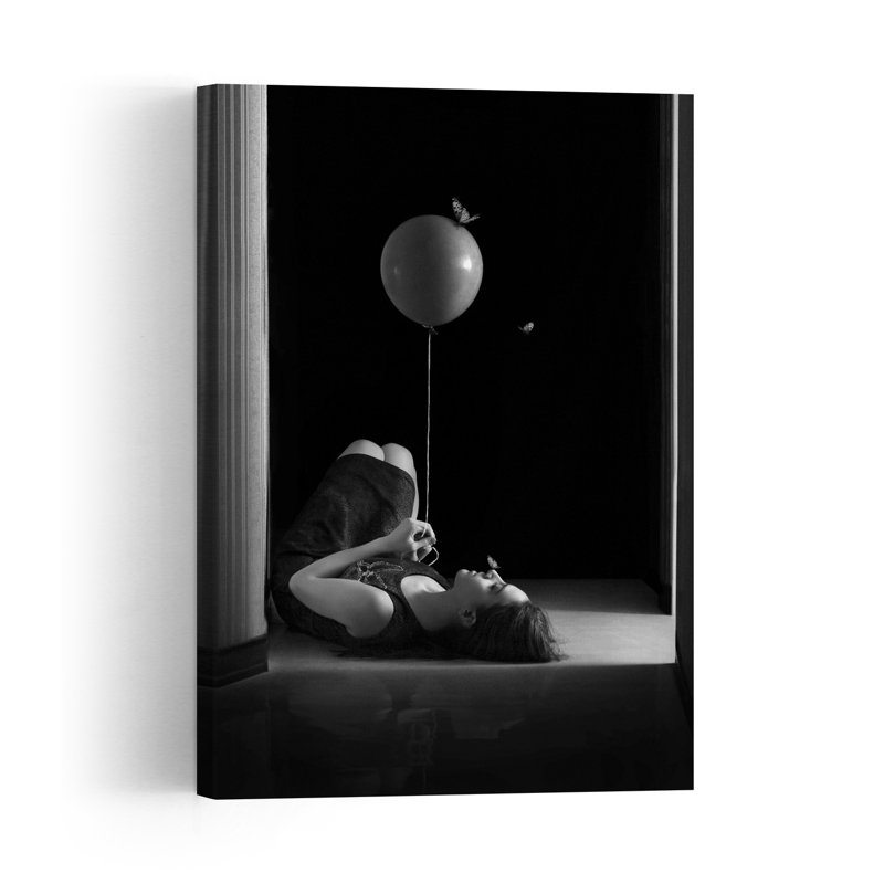 Quiet Dream With Balloon Dreamy Peaceful Serene Butterfly Wall Art Print 1 Piece Wrapped Canvas Wall Art