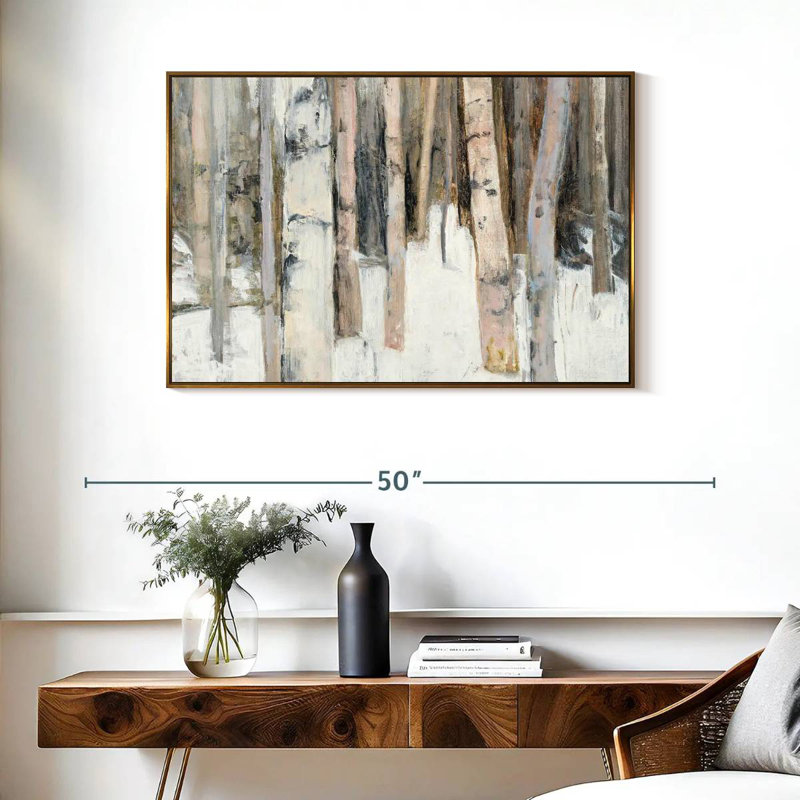 Lumière chaude d'hiver I, 37 po x 25 po, Cadre flottant doré