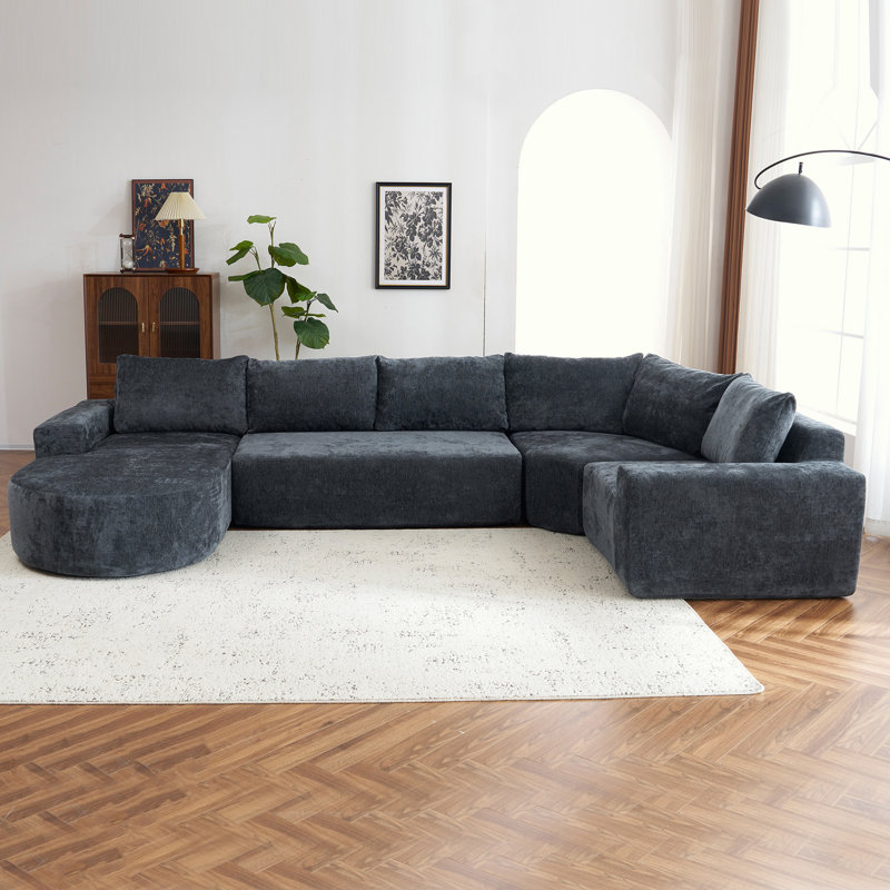Canapé modulaire surdimensionné en chenille de 141,7 po, Gris
