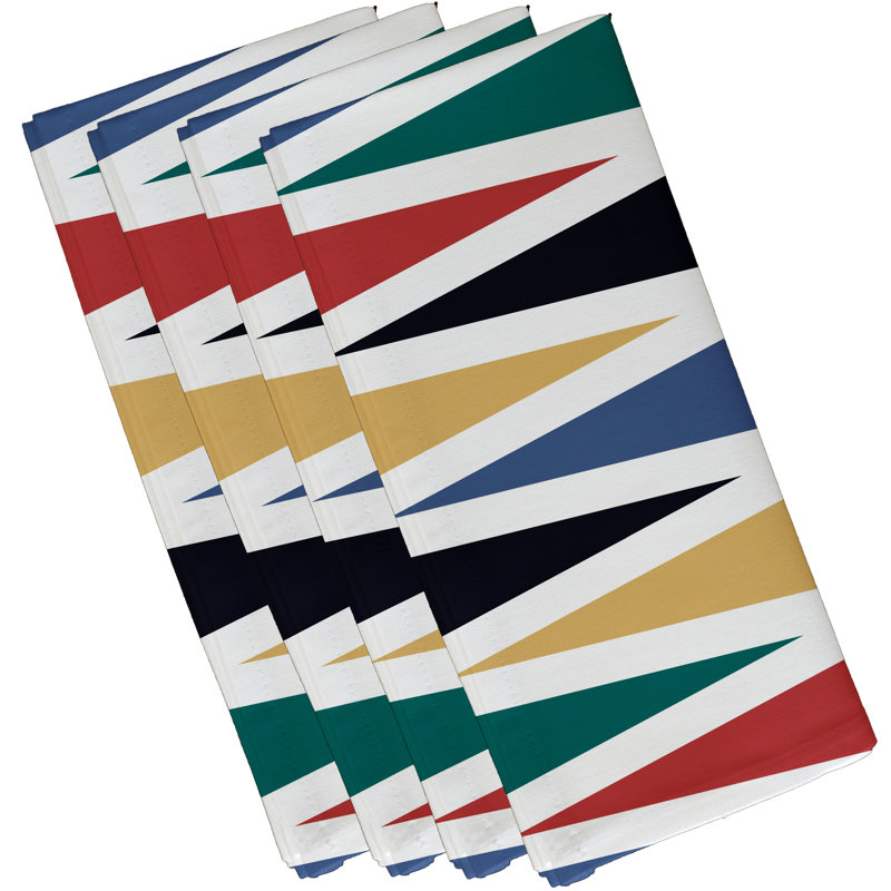 Ensemble de serviettes géométriques 4 pièces Odelina Raina Backgammon, L 18 po x L 18 po, Bleu marine