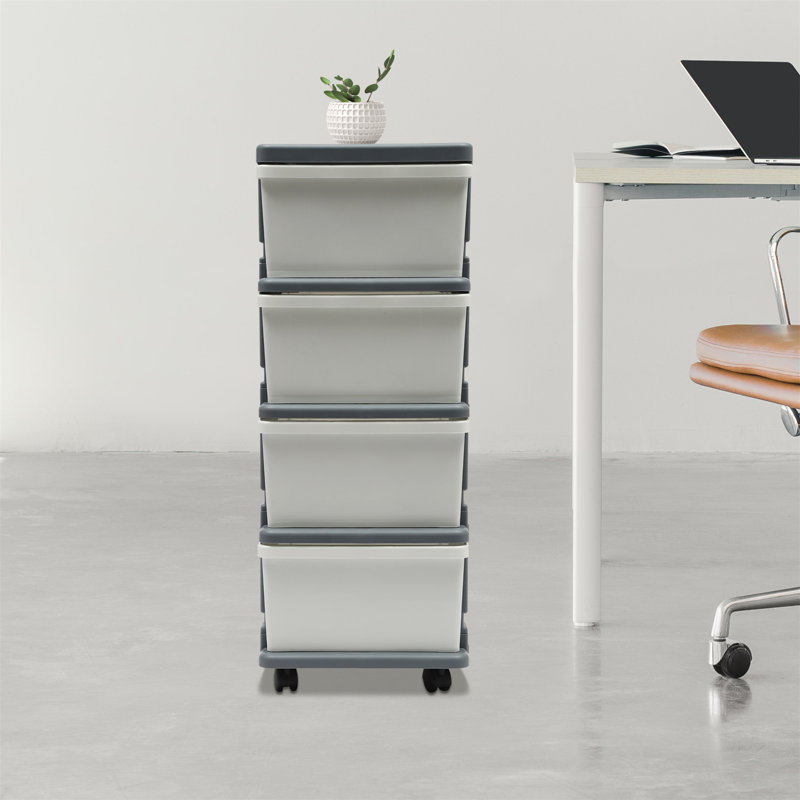 Commode de rangement 4 tiroirs Madalina, gris