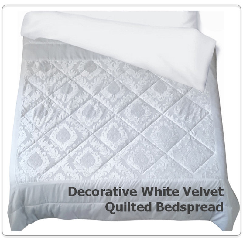 Daisie Velvet Decorative Quilted Bedspread, Silver