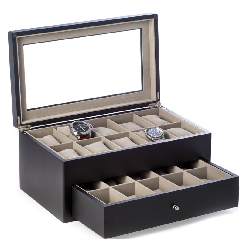 Boîte à montre en bois 20, Noir