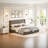 Lift Up Storage Bed Frame / Vertical Channel Tufted Headboard-1614852997-1614852994