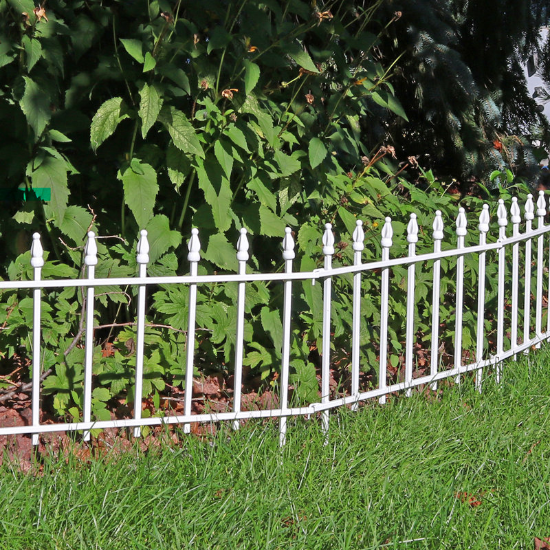 Ensemble de 5 panneaux de clôture de jardin décoratifs en fer 18 po x 22 po - Blanc, Blanc