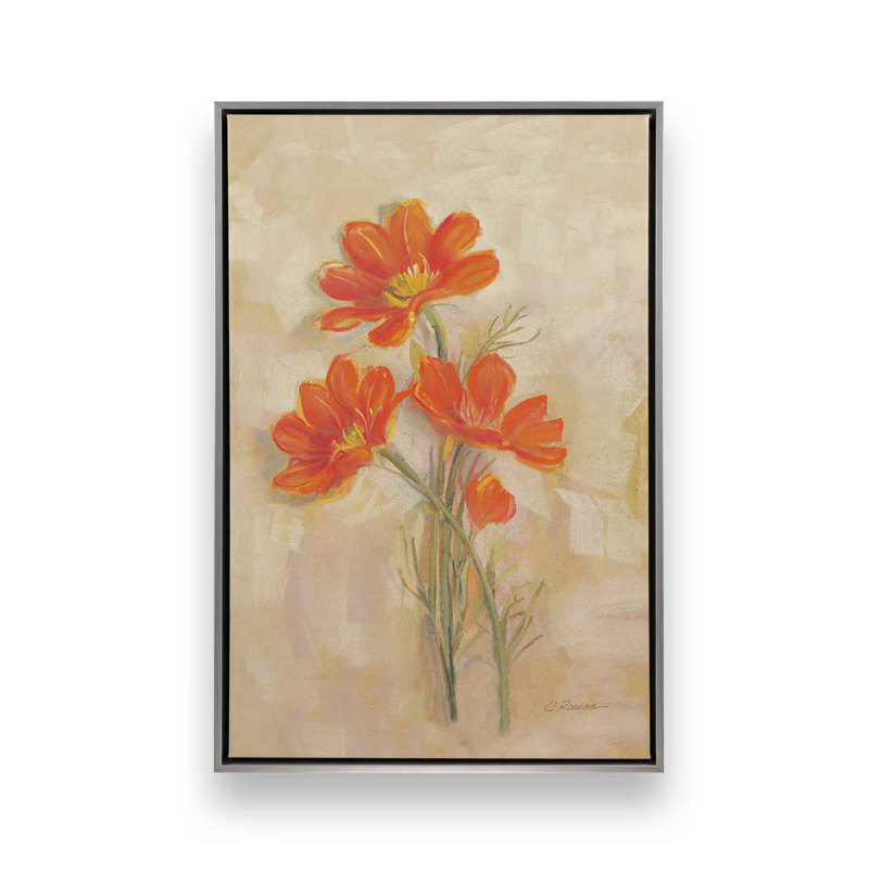 Reproduction d'art «Spices Orange Cosmos» par Carol Rowan, H 40 po x l 30 po, Argent argent
