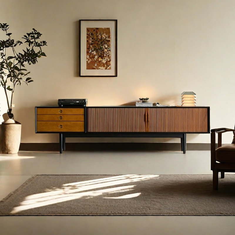 Meuble télé en bois massif de style rétro, L 78,74 po