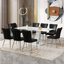 Ensemble de table et de chaises Willistine, ensemble de salle à manger moderne simple en marbre avec chaises en polyuréthane, autocollant en marbre, plateau de table en verre trempé, avec pieds de chaise arqués en métal-305491161-311650605