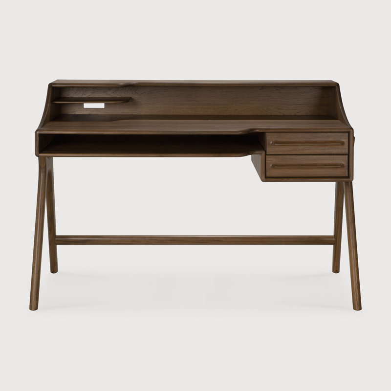 Flow desk - varnished mahogany - rose brown - 2 drawers - rectangular, Teak Wild Brown