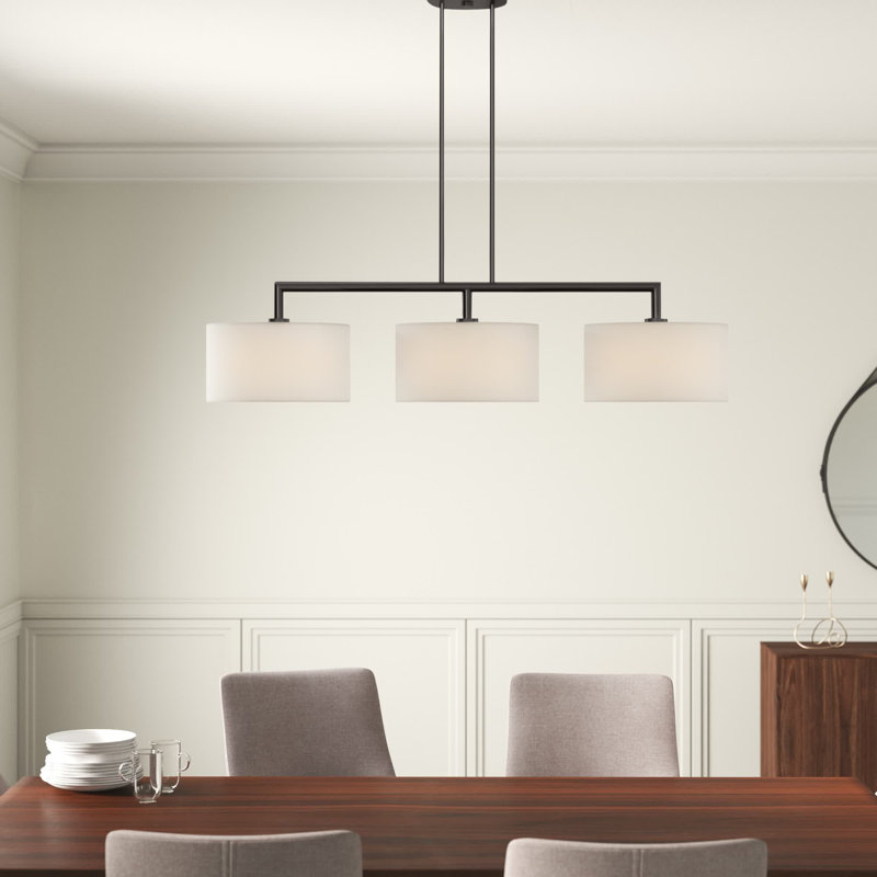 Konur 3-Light Linear Kitchen Island Pendant, Black Chrome