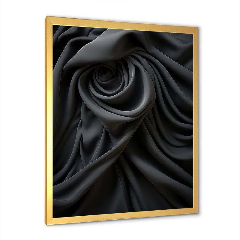 Silk Fractal Noir Curves III - impression d'art mural fractal, Encadrement doré, H 40 po x l 30 po x P 1,5 po