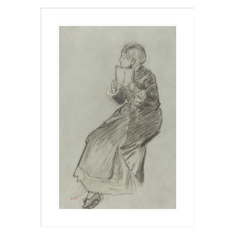 Femme lisant un livre par Edgar Degas, impression giclée encadrée, H 29,5 po x l 21,24 po
