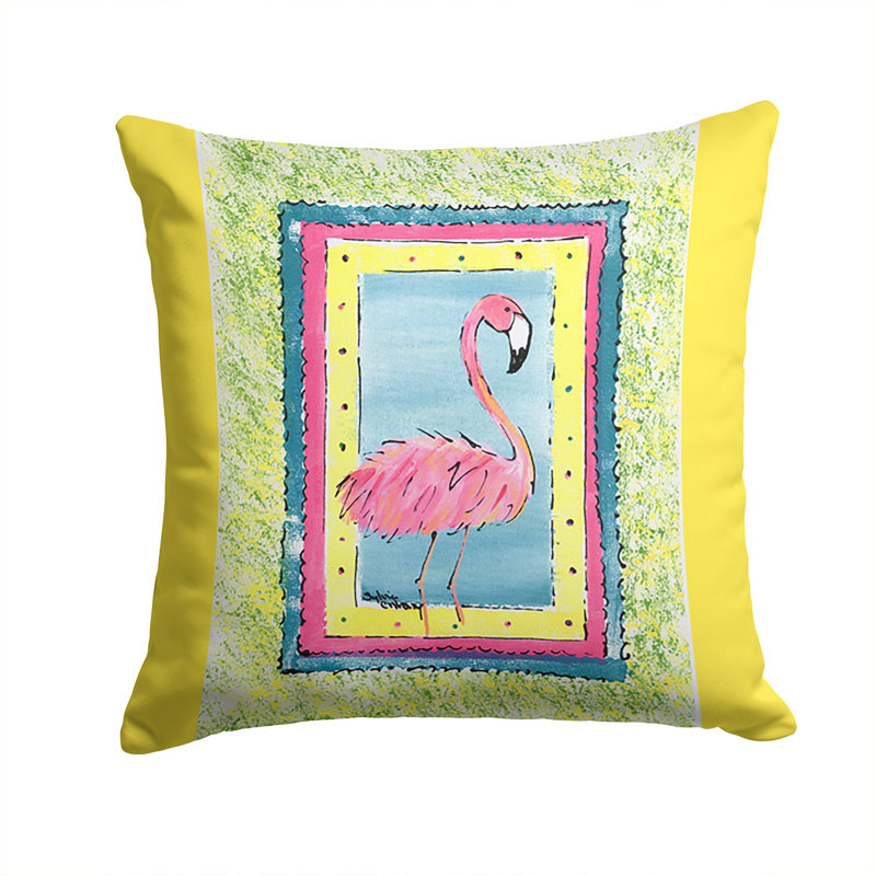 Flamingo Outdoor Square Pillow Cover & Insert, Yellow
