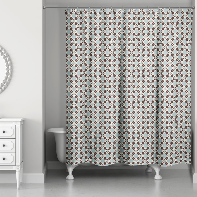 Rideau de douche simple géométrique Hansell, Bleu