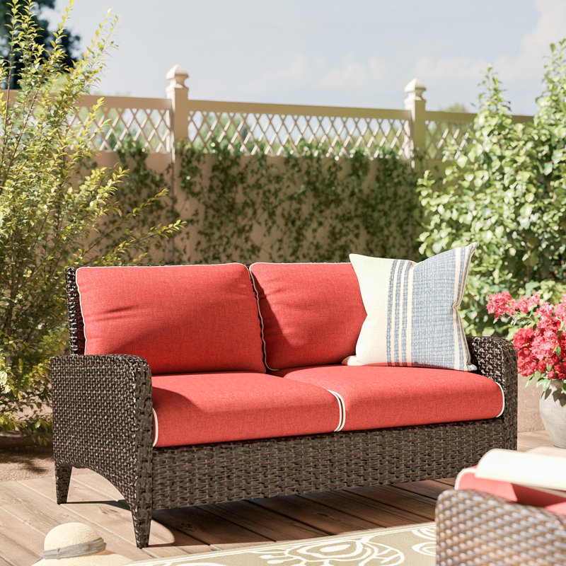 Mosca 51'' Wide Metal Loveseat with Cushions, Sangria