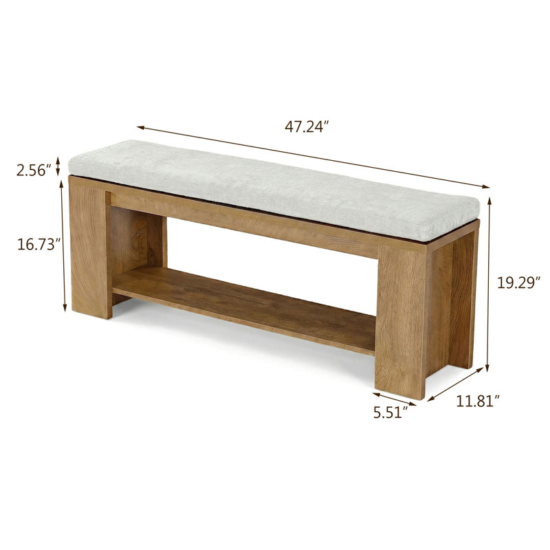 47-Inch Long Upholstered Entryway Bench