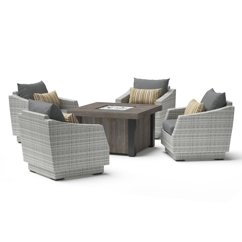 Fionnula 4 - Person Patio Conversation Set with Cushions, Charcoal Grey Sunbrella®