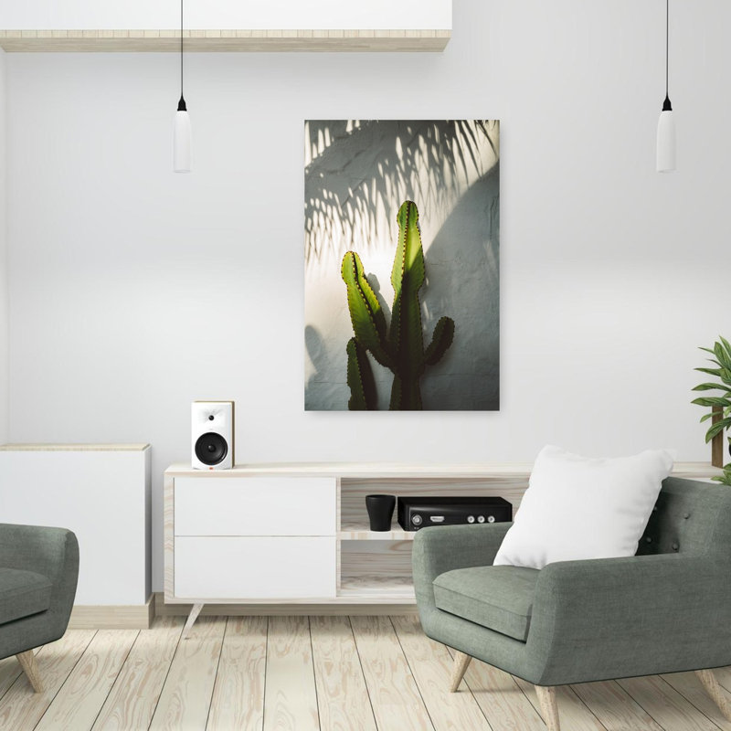 Socal Shadows Abstract Palm Tree Cactus Landscape Nature Wall Art Print 1 Piece Wrapped Canvas Wall Art
