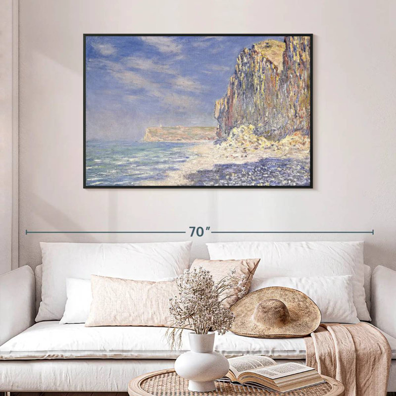 Falaises près de Fecamp, 46 po x 31 po, Cadre flottant noir