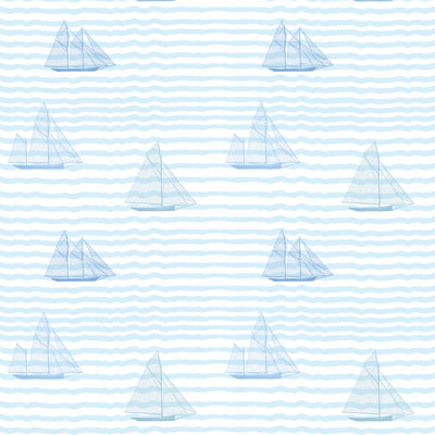 Kids Sailboats 10' L x 24" W Peel and Stick Wallpaper Tile