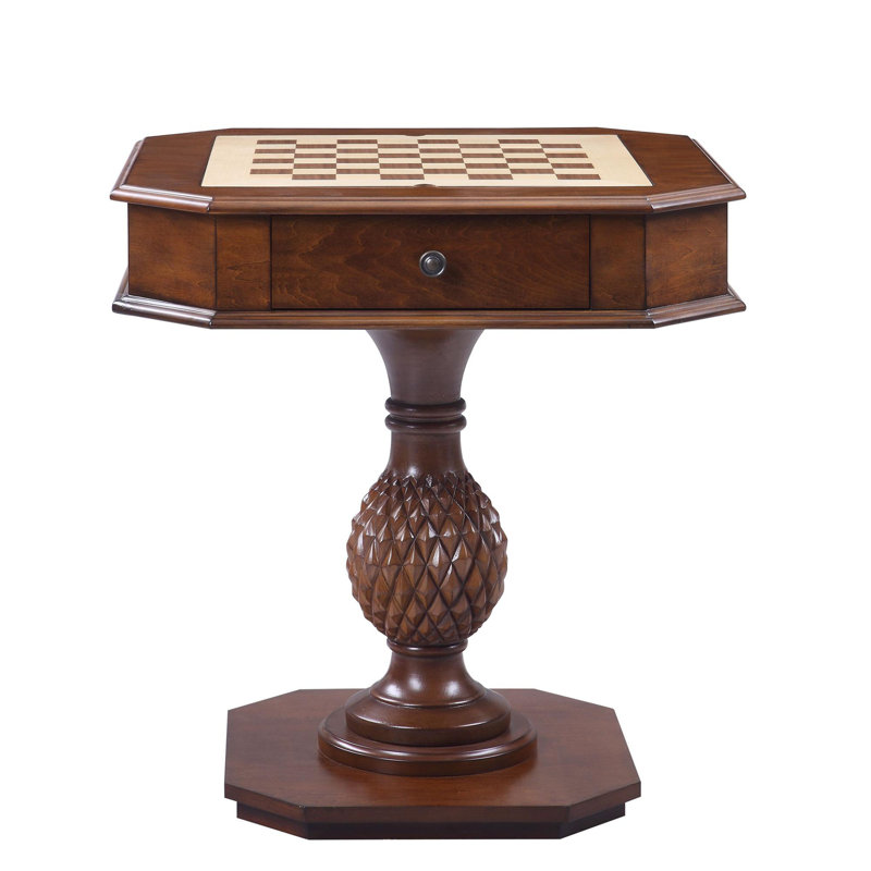 Cherry Finish Reversible Chess Checker Game Table w/Game Tray (Chess Fingures Not Included)