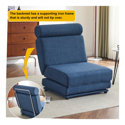 Canapé-lit simple pliable avec coussin, canapé-lit pliable portatif, fauteuil de loisir, facile à ranger, fabriqué en lin respirant et portable